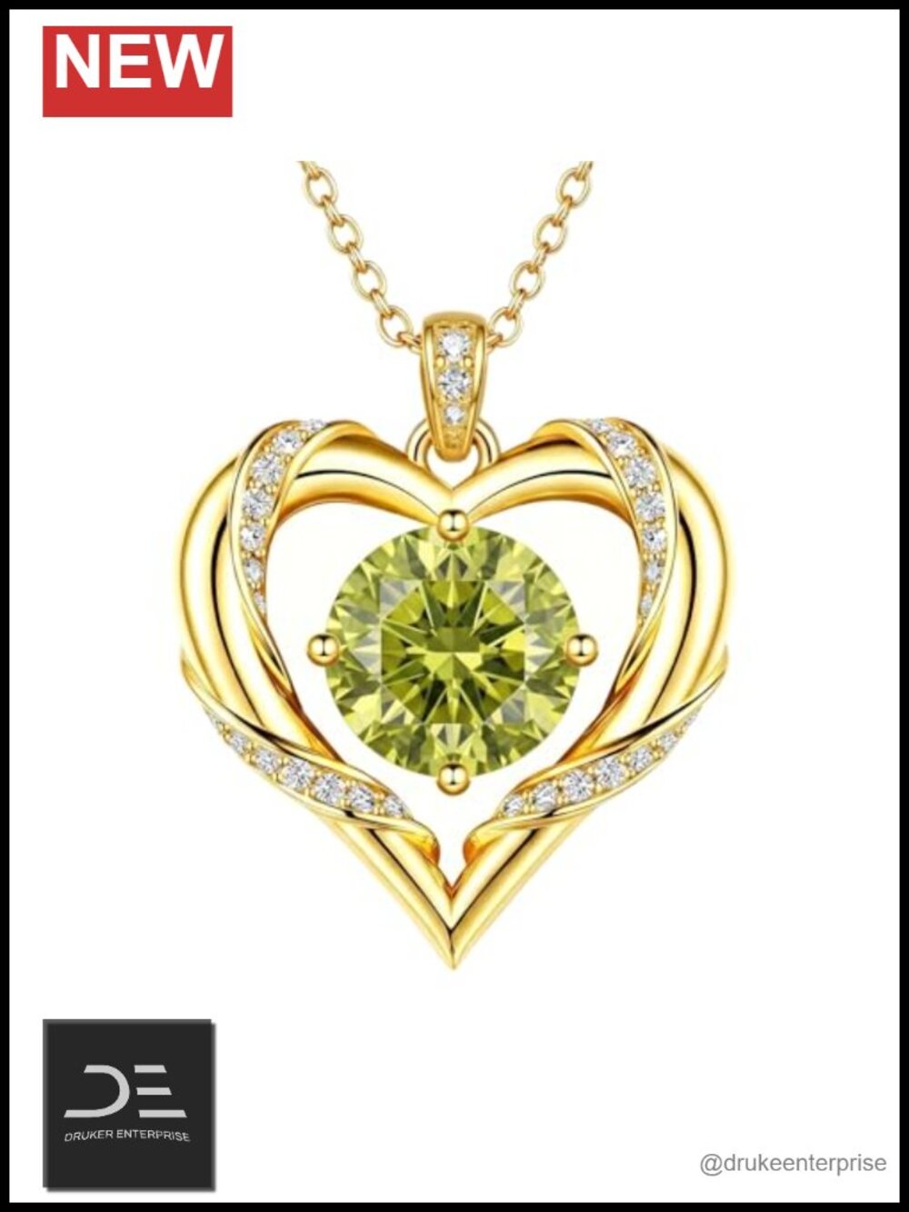 14K Gold Plated Birthstone Heart Pendant Necklace for Women Dainty Layering